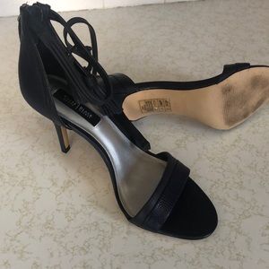 Heels worn once. Navy blue